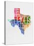 Texas Watercolor Word Cloud-NaxArt-Stretched Canvas