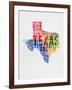 Texas Watercolor Word Cloud-NaxArt-Framed Art Print