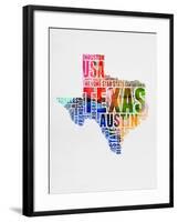 Texas Watercolor Word Cloud-NaxArt-Framed Art Print