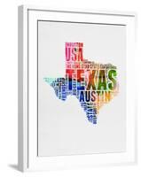 Texas Watercolor Word Cloud-NaxArt-Framed Art Print