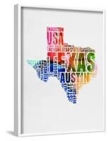 Texas Watercolor Word Cloud-NaxArt-Framed Art Print