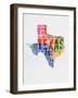 Texas Watercolor Word Cloud-NaxArt-Framed Art Print