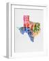 Texas Watercolor Word Cloud-NaxArt-Framed Art Print