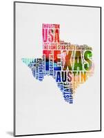 Texas Watercolor Word Cloud-NaxArt-Mounted Art Print