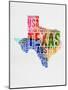 Texas Watercolor Word Cloud-NaxArt-Mounted Art Print