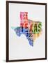 Texas Watercolor Word Cloud-NaxArt-Framed Art Print