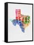 Texas Watercolor Word Cloud-NaxArt-Framed Stretched Canvas