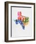 Texas Watercolor Word Cloud-NaxArt-Framed Art Print