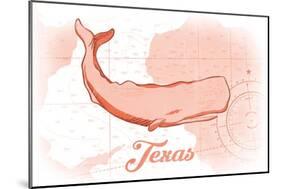 Texas - Whale - Coral - Coastal Icon-Lantern Press-Mounted Art Print