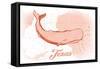 Texas - Whale - Coral - Coastal Icon-Lantern Press-Framed Stretched Canvas