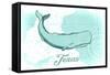 Texas - Whale - Teal - Coastal Icon-Lantern Press-Framed Stretched Canvas