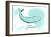 Texas - Whale - Teal - Coastal Icon-Lantern Press-Framed Art Print