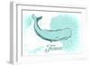 Texas - Whale - Teal - Coastal Icon-Lantern Press-Framed Art Print