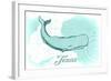 Texas - Whale - Teal - Coastal Icon-Lantern Press-Framed Art Print