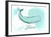 Texas - Whale - Teal - Coastal Icon-Lantern Press-Framed Art Print