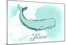 Texas - Whale - Teal - Coastal Icon-Lantern Press-Mounted Art Print