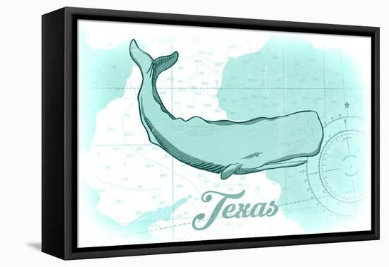 Texas - Whale - Teal - Coastal Icon-Lantern Press-Framed Stretched Canvas