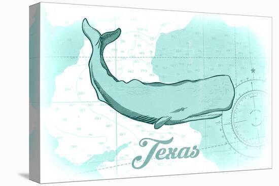 Texas - Whale - Teal - Coastal Icon-Lantern Press-Stretched Canvas
