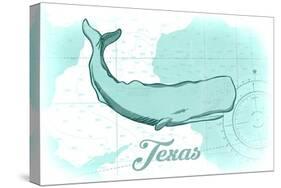 Texas - Whale - Teal - Coastal Icon-Lantern Press-Stretched Canvas