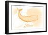 Texas - Whale - Yellow - Coastal Icon-Lantern Press-Framed Art Print