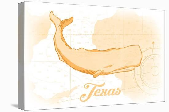 Texas - Whale - Yellow - Coastal Icon-Lantern Press-Stretched Canvas