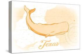 Texas - Whale - Yellow - Coastal Icon-Lantern Press-Stretched Canvas