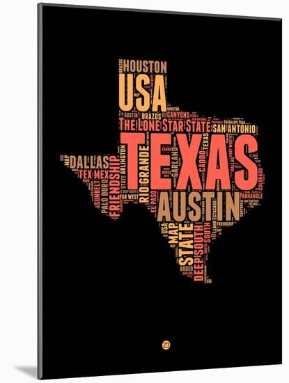 Texas Word Cloud 1-NaxArt-Mounted Art Print
