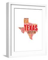 Texas Word Cloud Map-NaxArt-Framed Art Print