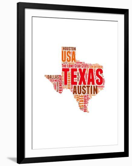 Texas Word Cloud Map-NaxArt-Framed Art Print