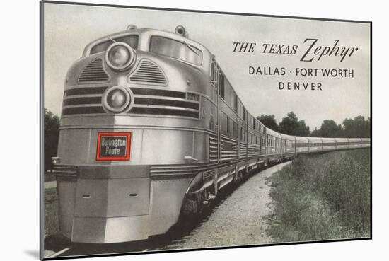 Texas Zephyr, Streamlined Train-null-Mounted Art Print