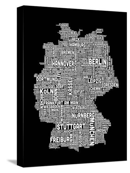 Text Map of Germany Map-Michael Tompsett-Stretched Canvas