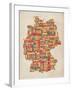 Text Map of Germany Map-Michael Tompsett-Framed Art Print