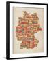 Text Map of Germany Map-Michael Tompsett-Framed Art Print