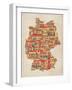 Text Map of Germany Map-Michael Tompsett-Framed Art Print