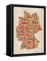 Text Map of Germany Map-Michael Tompsett-Framed Stretched Canvas