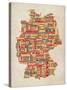 Text Map of Germany Map-Michael Tompsett-Stretched Canvas