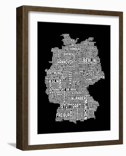 Text Map of Germany Map-Michael Tompsett-Framed Art Print