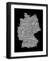 Text Map of Germany Map-Michael Tompsett-Framed Art Print