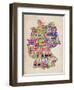 Text Map of Germany Map-Michael Tompsett-Framed Art Print