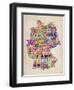 Text Map of Germany Map-Michael Tompsett-Framed Art Print