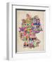 Text Map of Germany Map-Michael Tompsett-Framed Art Print