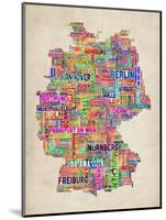 Text Map of Germany Map-Michael Tompsett-Mounted Art Print