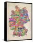 Text Map of Germany Map-Michael Tompsett-Framed Stretched Canvas