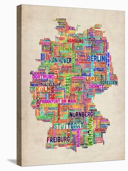 Text Map of Germany Map-Michael Tompsett-Stretched Canvas