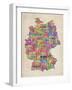 Text Map of Germany Map-Michael Tompsett-Framed Art Print