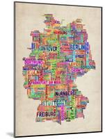 Text Map of Germany Map-Michael Tompsett-Mounted Art Print