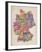 Text Map of Germany Map-Michael Tompsett-Framed Art Print