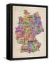 Text Map of Germany Map-Michael Tompsett-Framed Stretched Canvas