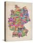 Text Map of Germany Map-Michael Tompsett-Stretched Canvas