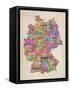 Text Map of Germany Map-Michael Tompsett-Framed Stretched Canvas